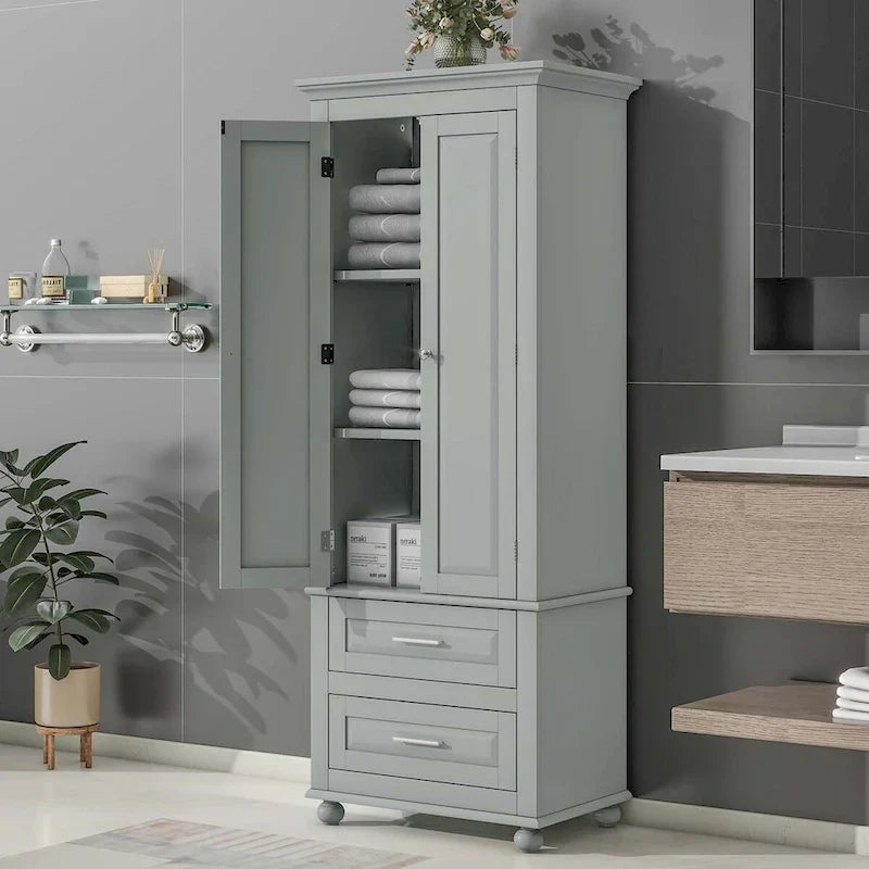 Tall Storage Cabinet with Two Drawers